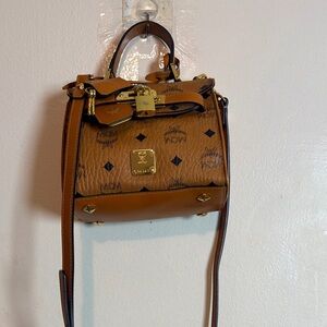 MCM mini Kelly Visetos logogram Crossbody handbag